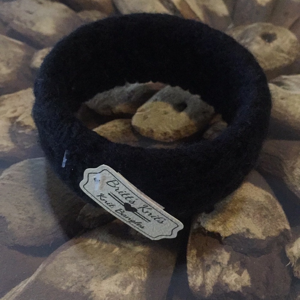 Black knit covered bracelet